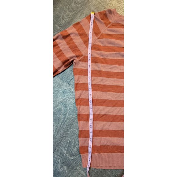 Perry Ellis Sweater Crew Neck Men's M Orange Striped Long-sleeved Super Soft Cot - Picture 9 of 10